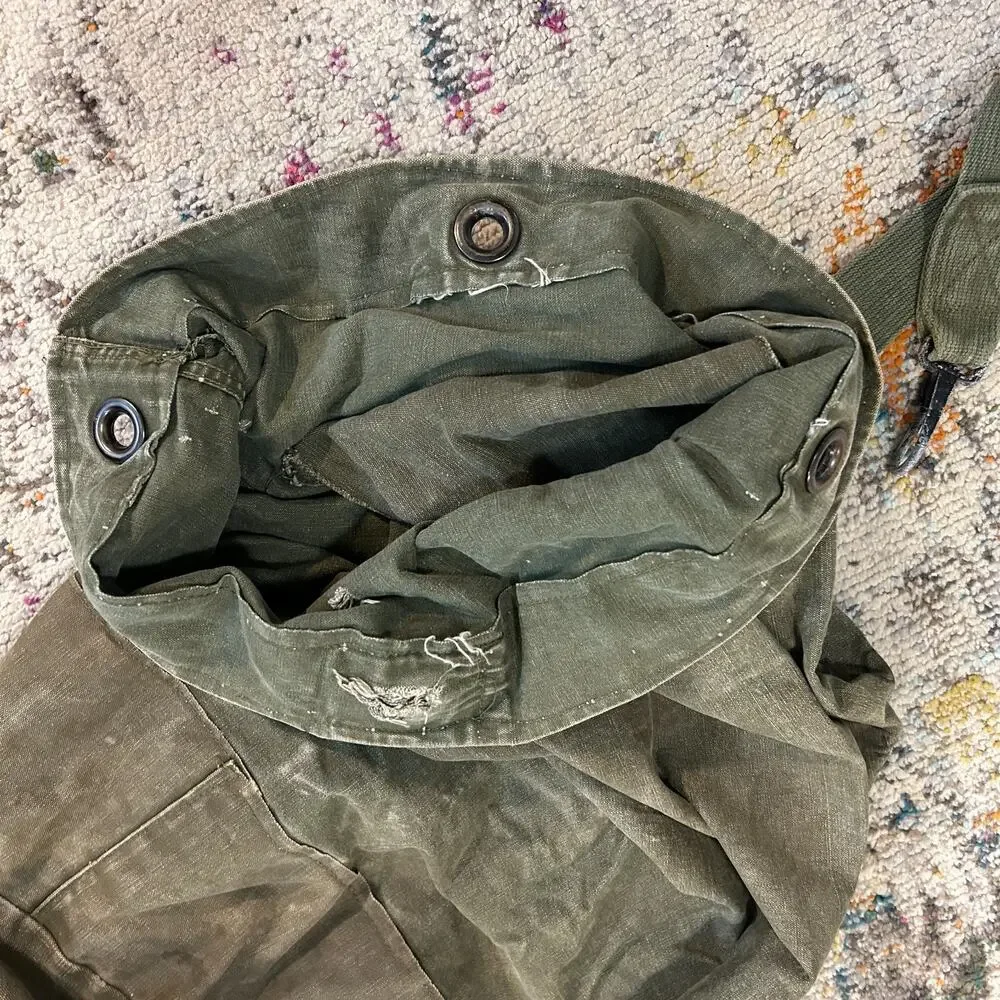 Vintage US Military Canvas Duffel Sea Bag Olive Drab Army Green USGI Gear